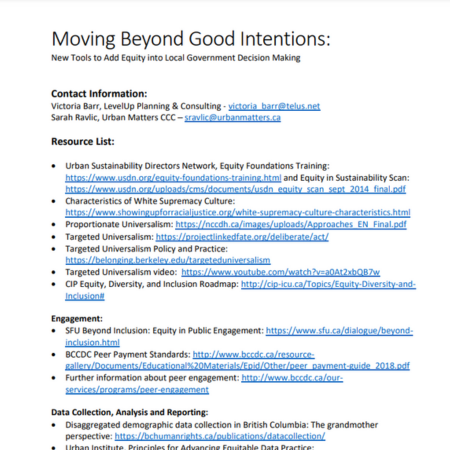 Moving Beyond Good Intentions – webinar equity resource list